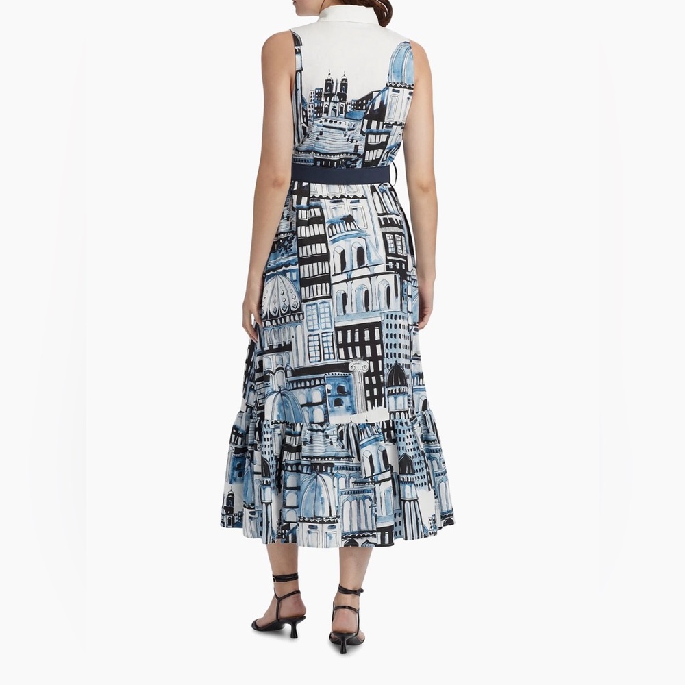 Elie Tahari Blue and White Sleeveless Dress - Picture 5 of 10